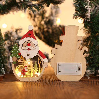Éclairage d'ornements de Noël en bois à LED