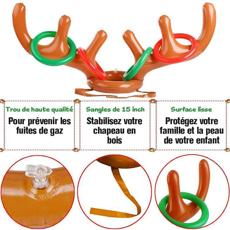 Jeu de Lancer de Bagues en Bois de Renne de Noël