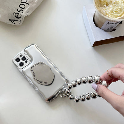 Étui à Coussin d'Air avec Bracelet Boule en Argent Mat pour IPhone