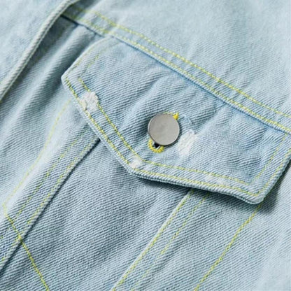 Denim Veste décontractée avec broderie