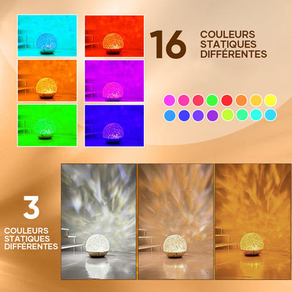 Lampe d'ambiance à projection dynamique de vagues d'eau