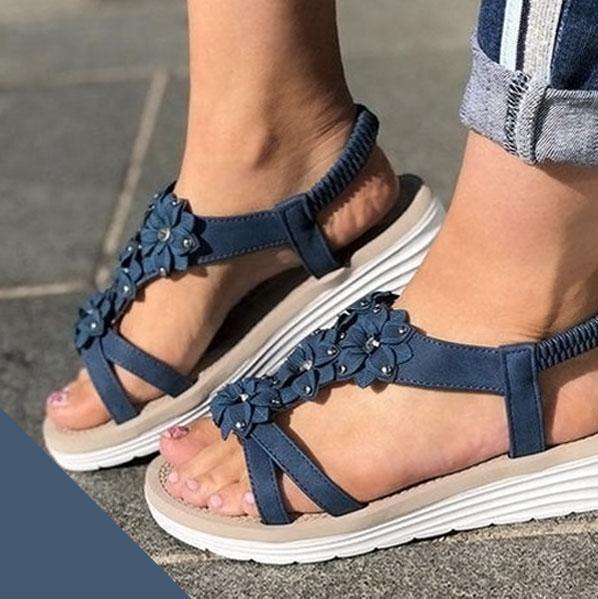 Sandales Compensées à Fleurs pour L'été