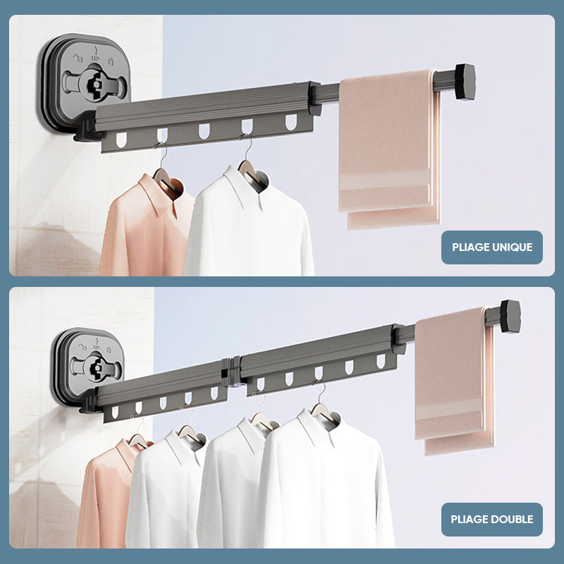 Séchoir à Linge Pliable Mural avec Ventouse