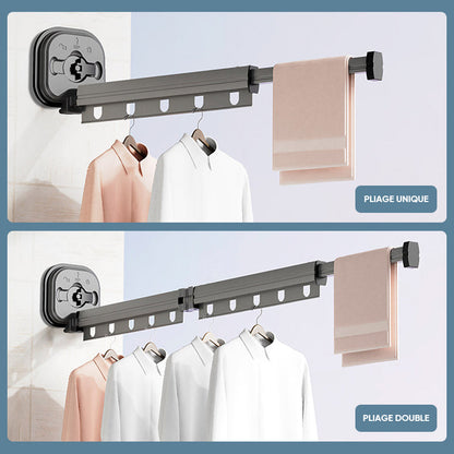 Séchoir à Linge Pliable Mural avec Ventouse