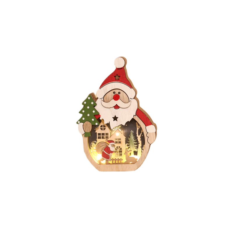 Éclairage d'ornements de Noël en bois à LED