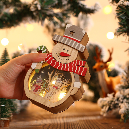 Éclairage d'ornements de Noël en bois à LED