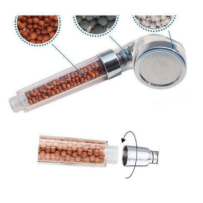 Pomme de Douche A Main 3 Voies Avec Billes Minerales