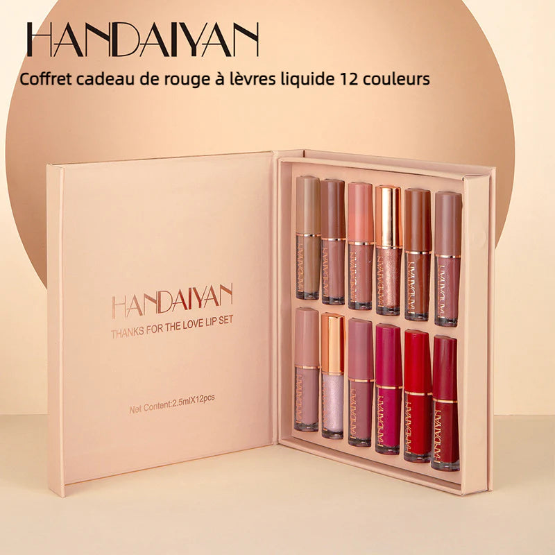 Ensemble de Rouge à Lèvres Liquide 12 Couleurs