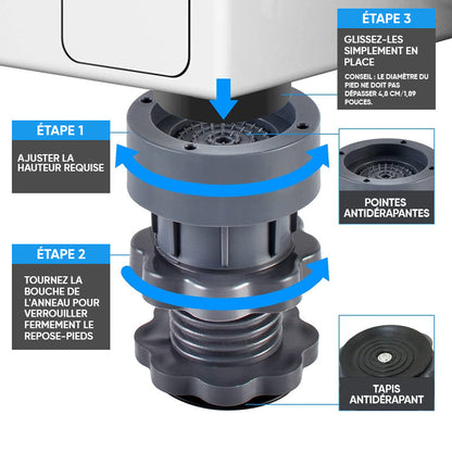Support de machine à laver à hauteur réglable de 4 pièces