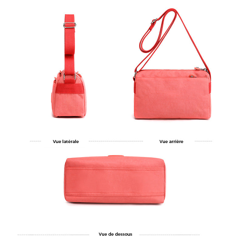 Sac à bandoulière simple en nylon à la mode multicouche décontracté pour dames