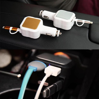 Chargeur de voiture rétractable deux-en-un