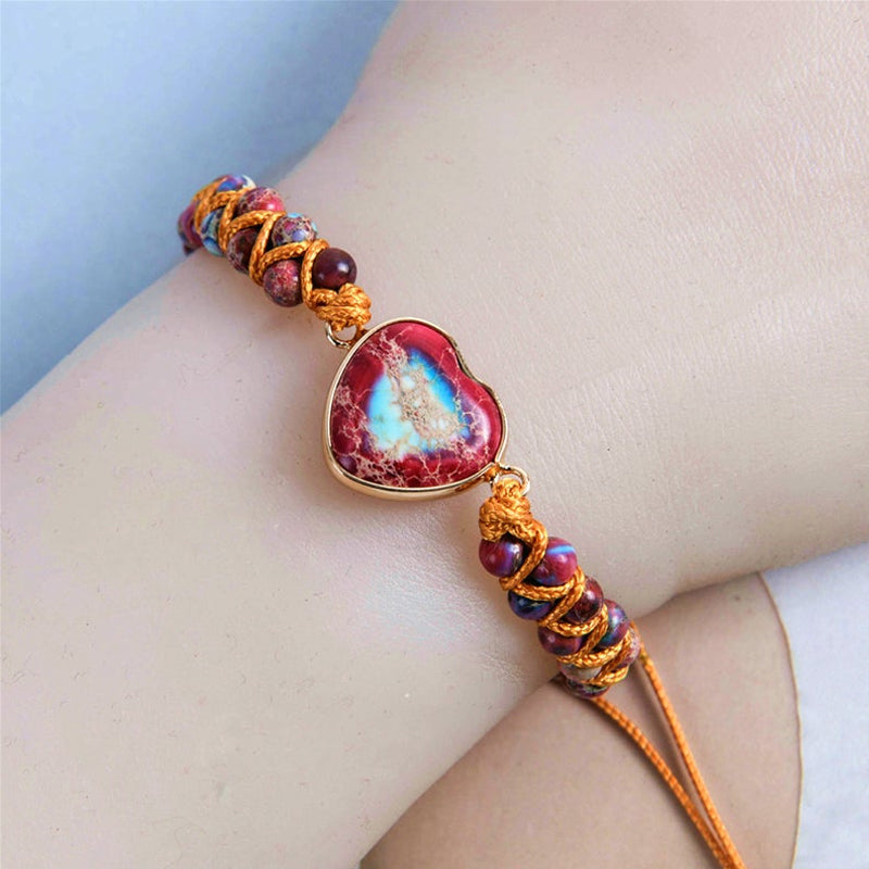 💓À ma petite-fille Love You Forever Jasper Heart Bracelet🎁