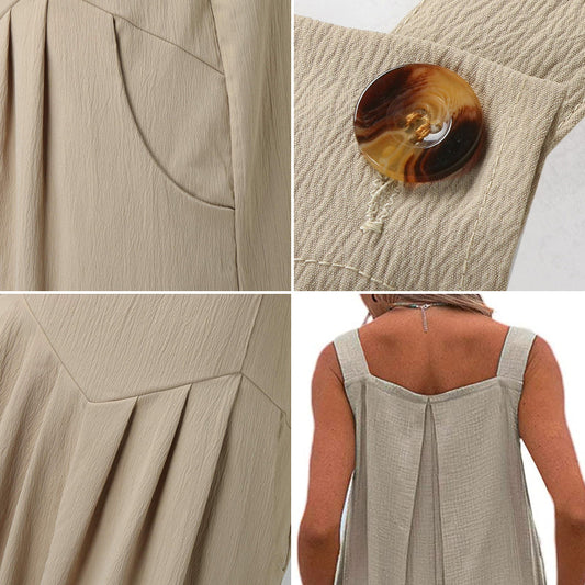 Combinaison unie jambes larges et boutons