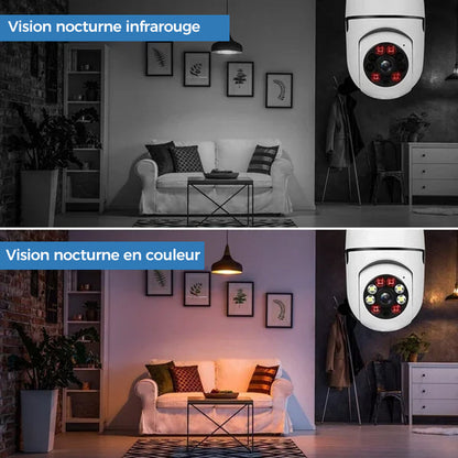 Caméra de sécurité wifi sans fil avec ampoule