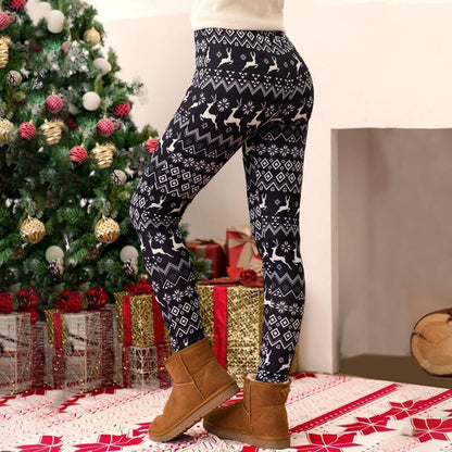 Mode Noël Femmes Elasticité Leggings Imprimés Extensible
