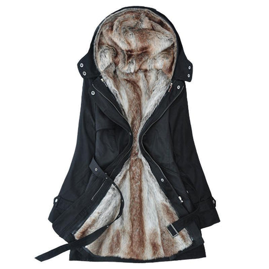 Manteau d'hiver pour femmes avec fausse fourrure amovible