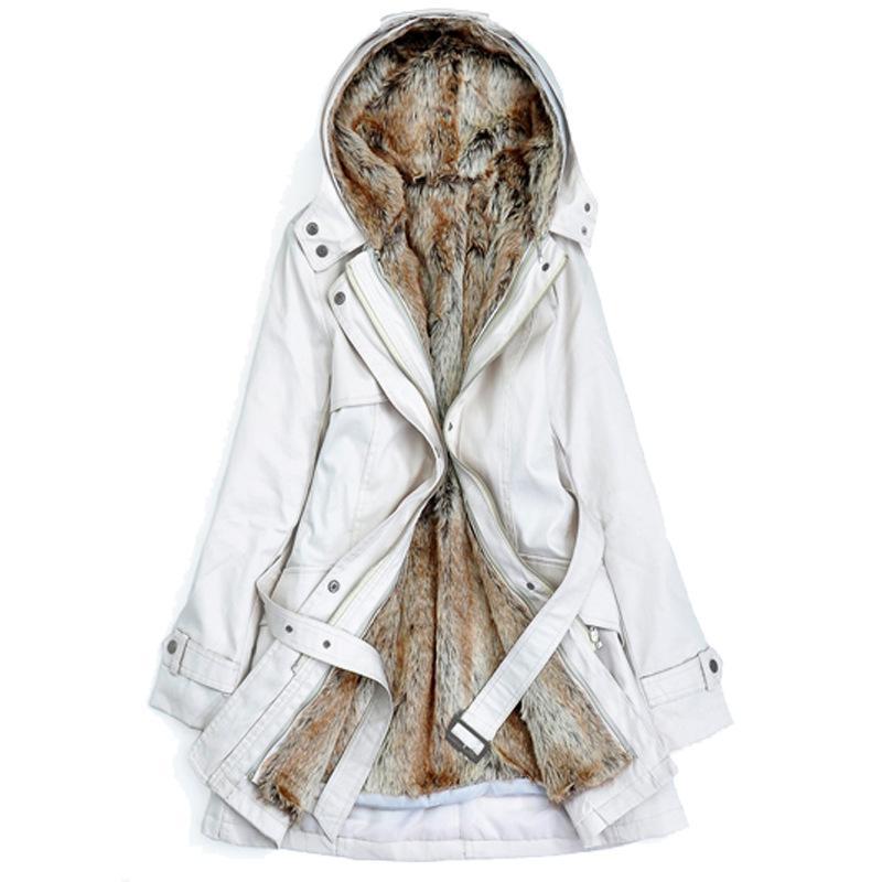 Manteau d'hiver pour femmes avec fausse fourrure amovible