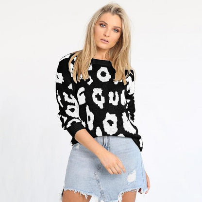Pull décontracté à imprimé léopard
