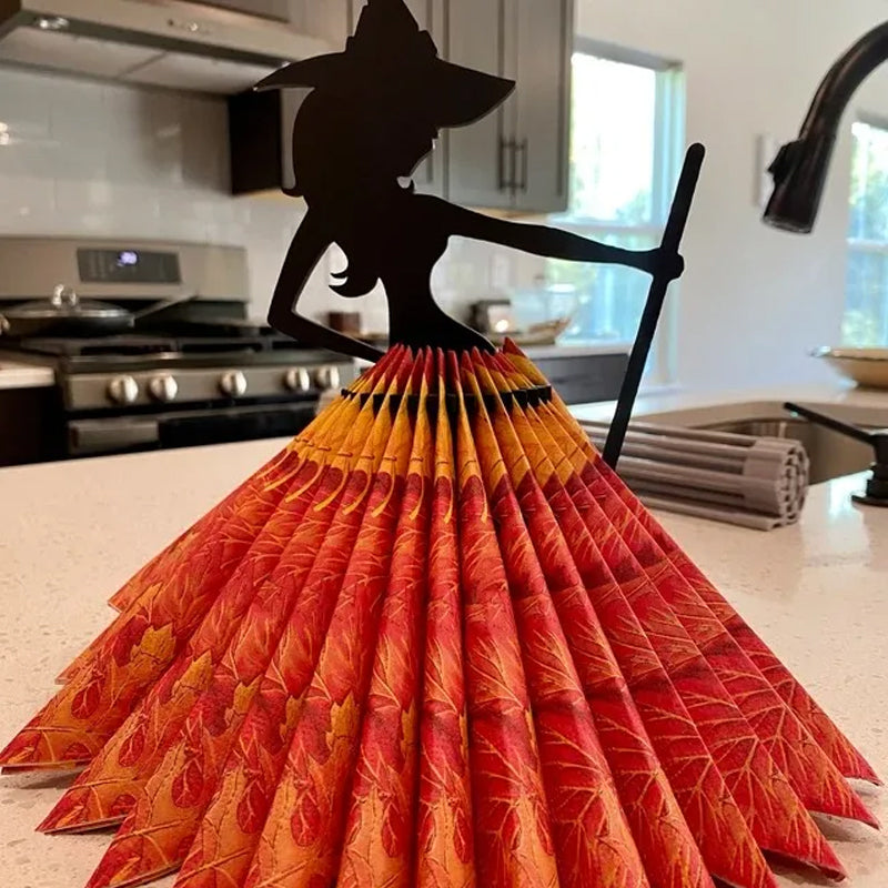 Ornement de porte-serviettes en bois de sorcière d'Halloween