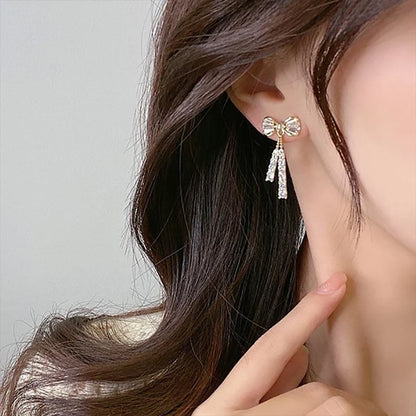 Boucles d'Oreilles en Diamant avec Nœud Français