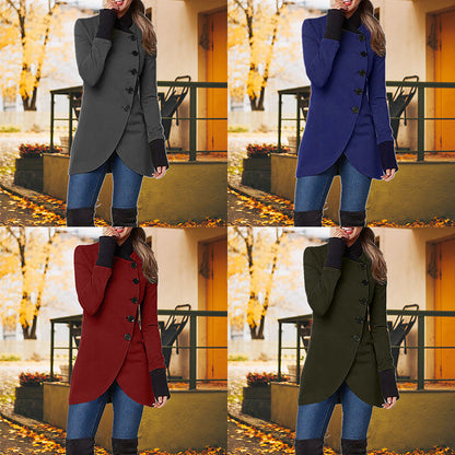 Veste Boutonnée Coupe-vent à Ouverture Oblique