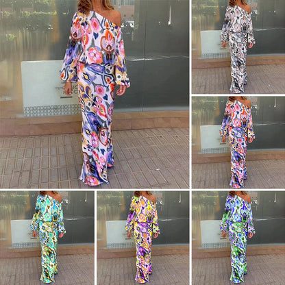 🔥 Spécial été 🔥Ensemble de Robes Asymétriques au Motif Abstrait