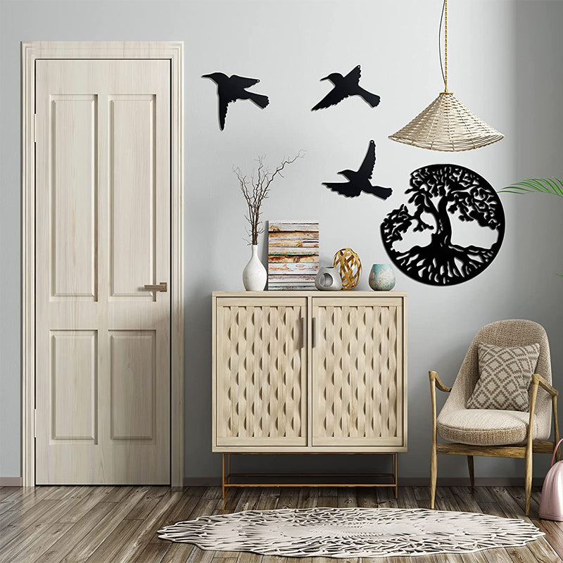 ✨Décoration Murale en Métal Arbre de Vie et 3 Oiseaux à Suspendre