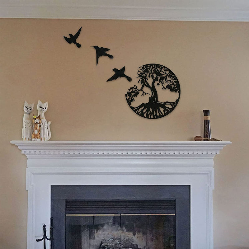 ✨Décoration Murale en Métal Arbre de Vie et 3 Oiseaux à Suspendre