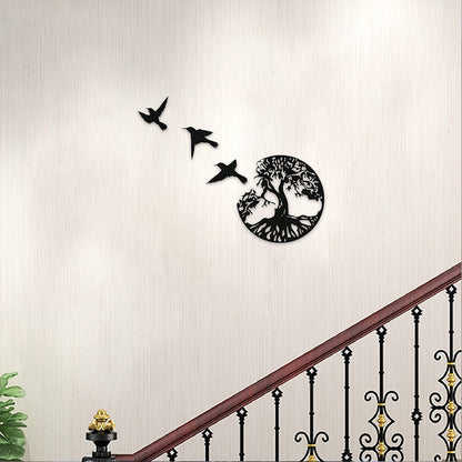 ✨Décoration Murale en Métal Arbre de Vie et 3 Oiseaux à Suspendre