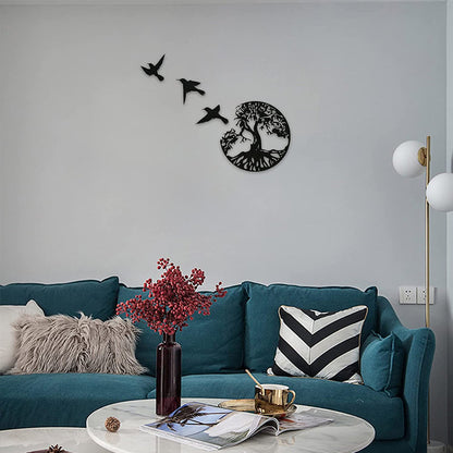 ✨Décoration Murale en Métal Arbre de Vie et 3 Oiseaux à Suspendre
