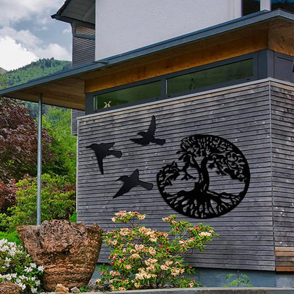 ✨Décoration Murale en Métal Arbre de Vie et 3 Oiseaux à Suspendre