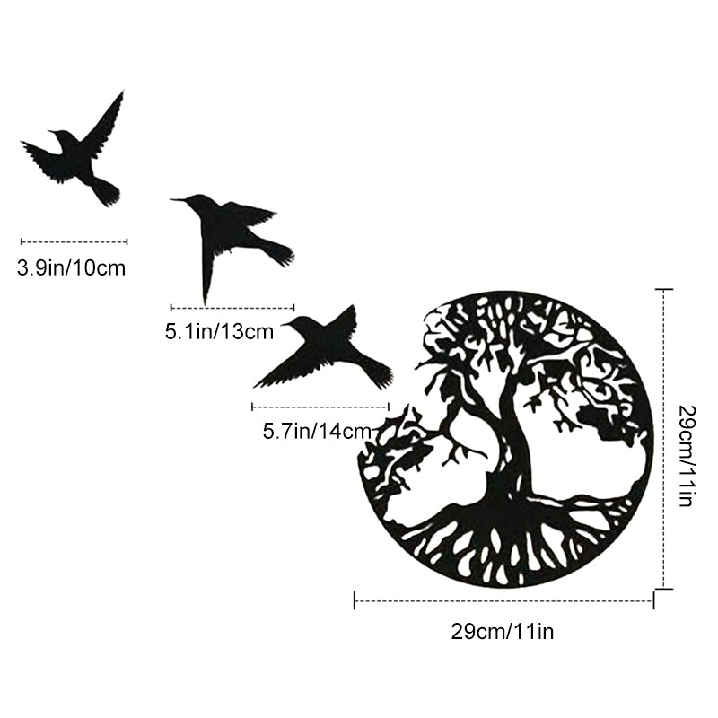 ✨Décoration Murale en Métal Arbre de Vie et 3 Oiseaux à Suspendre