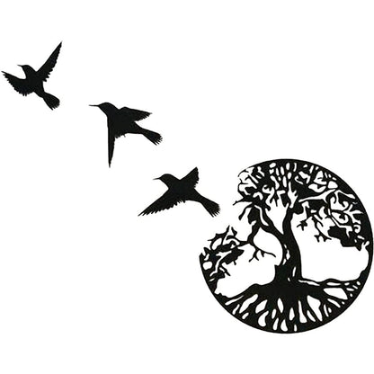 ✨Décoration Murale en Métal Arbre de Vie et 3 Oiseaux à Suspendre
