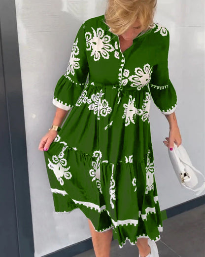 Robe à imprimé floral et manches 3/4