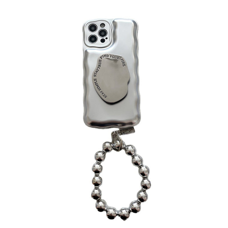 Étui à Coussin d'Air avec Bracelet Boule en Argent Mat pour IPhone