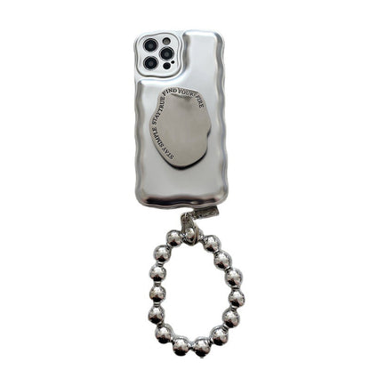 Étui à Coussin d'Air avec Bracelet Boule en Argent Mat pour IPhone
