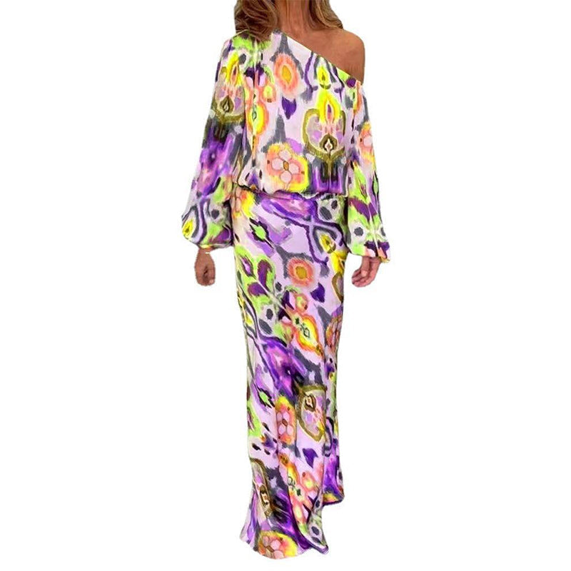 🔥 Spécial été 🔥Ensemble de Robes Asymétriques au Motif Abstrait