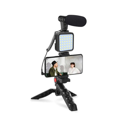 Kit de microphone vidéo professionnel avec trépied et lumière LED