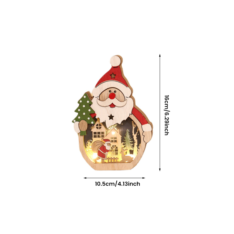 Éclairage d'ornements de Noël en bois à LED