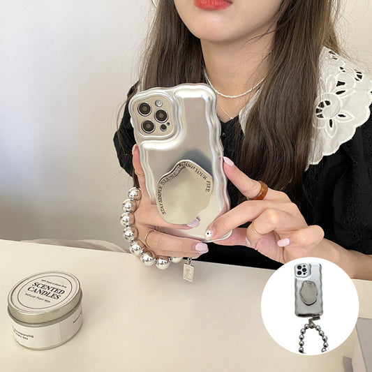 Étui à Coussin d'Air avec Bracelet Boule en Argent Mat pour IPhone