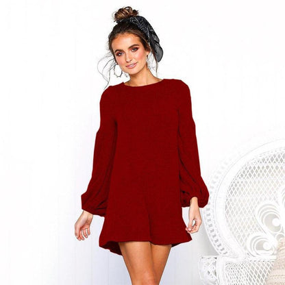 Robe décontractée pour femme pull en tricot à col rond