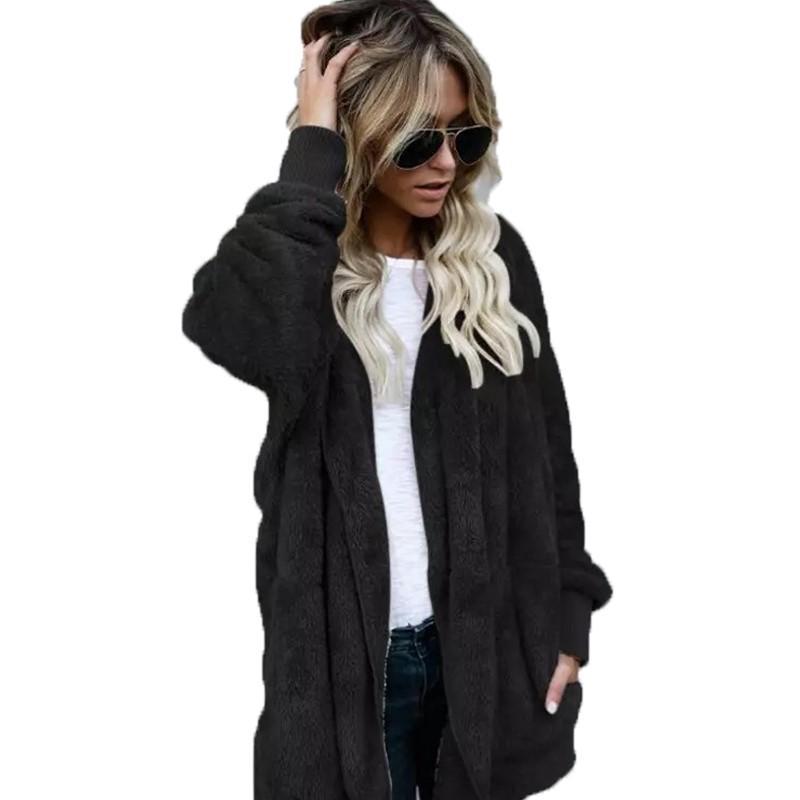 Manteau moelleux à capuche d'hiver pour femme