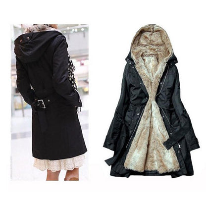 Manteau d'hiver pour femmes avec fausse fourrure amovible