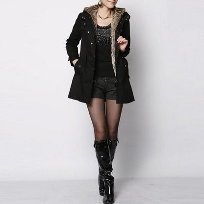 Manteau d'hiver pour femmes avec fausse fourrure amovible