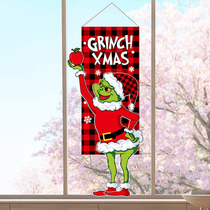 Décoration de Noël Drapeau de Jardin de Poupée Sans Visage Grinch Suspendu