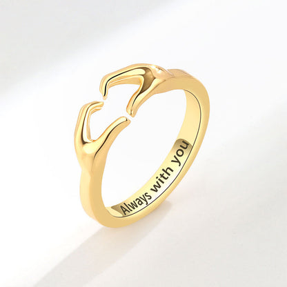 Bague de Couple de Mains Étreintes Aimantes